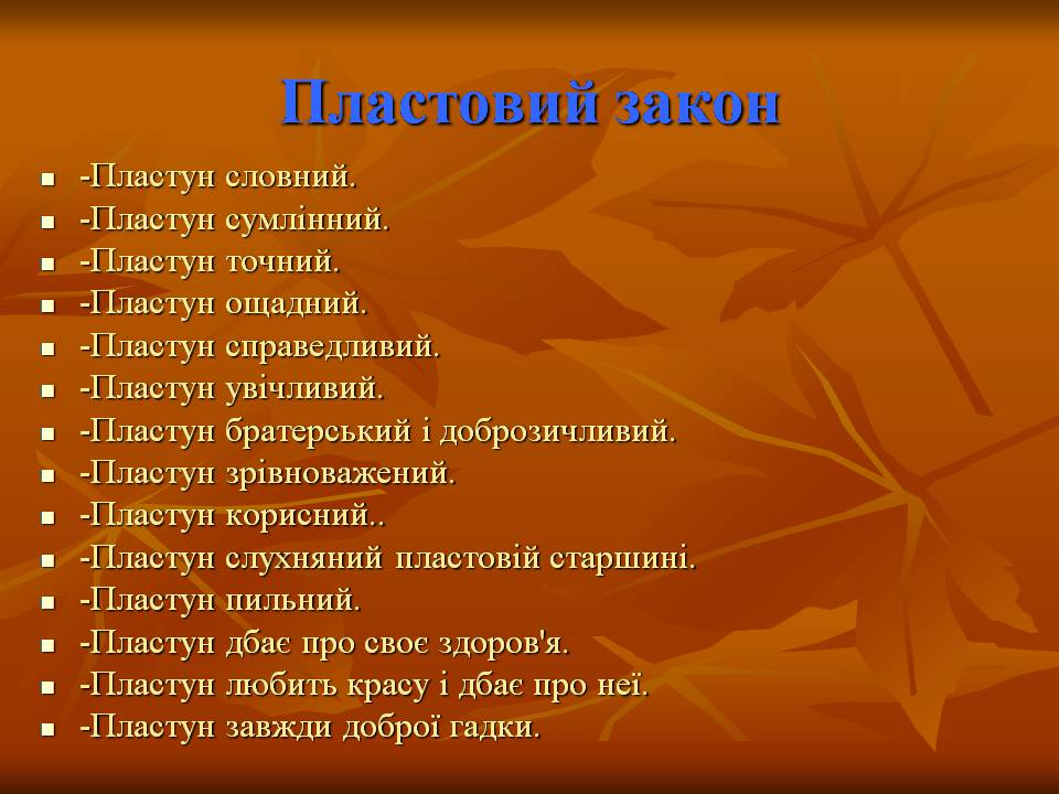 Презентація на тему ««Пласт» – героїчне минуле України чи світле майбутнє» - Слайд #17