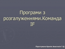 Презентація на тему «Програми з розгалуженнями. Команда IF»