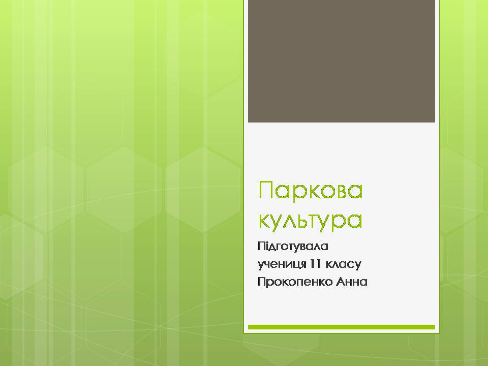 Презентація на тему «Паркова культура» (варіант 14) - Слайд #1