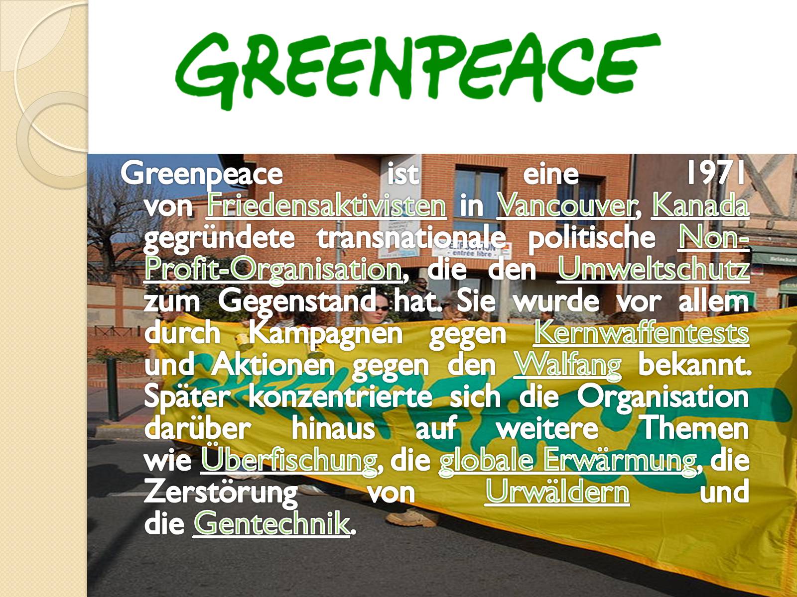 Презентація на тему «Umweltschutzorganisationen» - Слайд #9