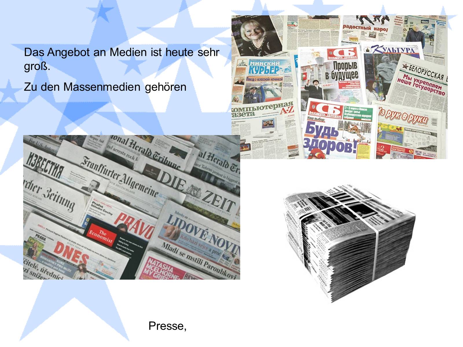 Презентація на тему «Zu den Massenmedien gehoren» - Слайд #1