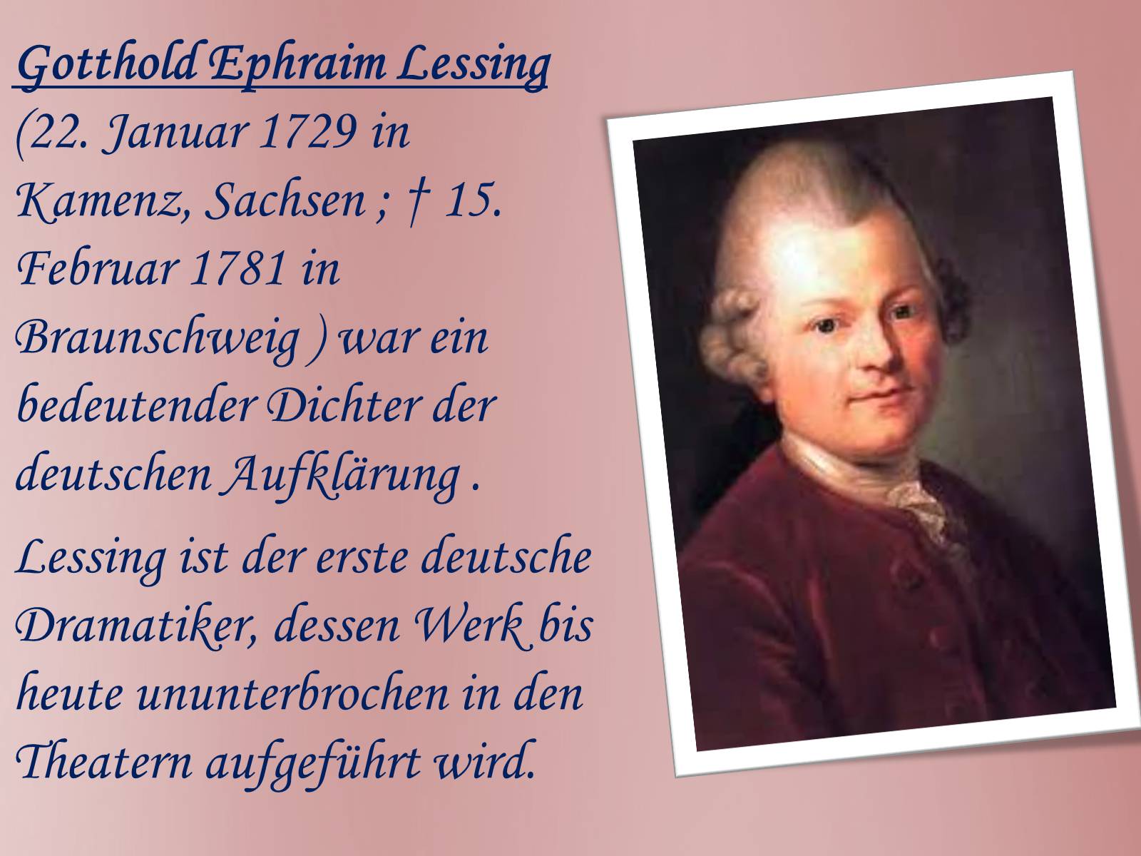 Презентація на тему «Gotthold Ephraim Lessing» - Слайд #2