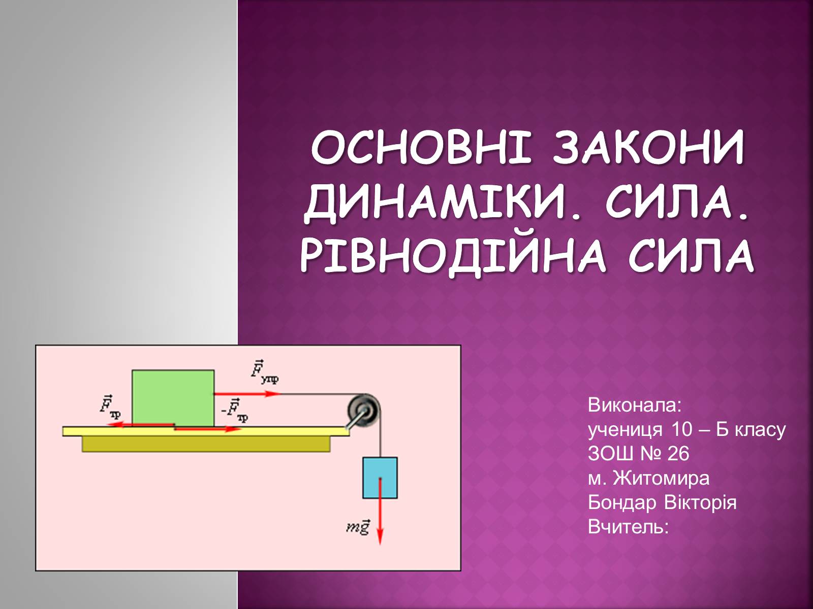 Презентація на тему «Основні закони динаміки. Сила. Рівнодійна сила» - Слайд #1