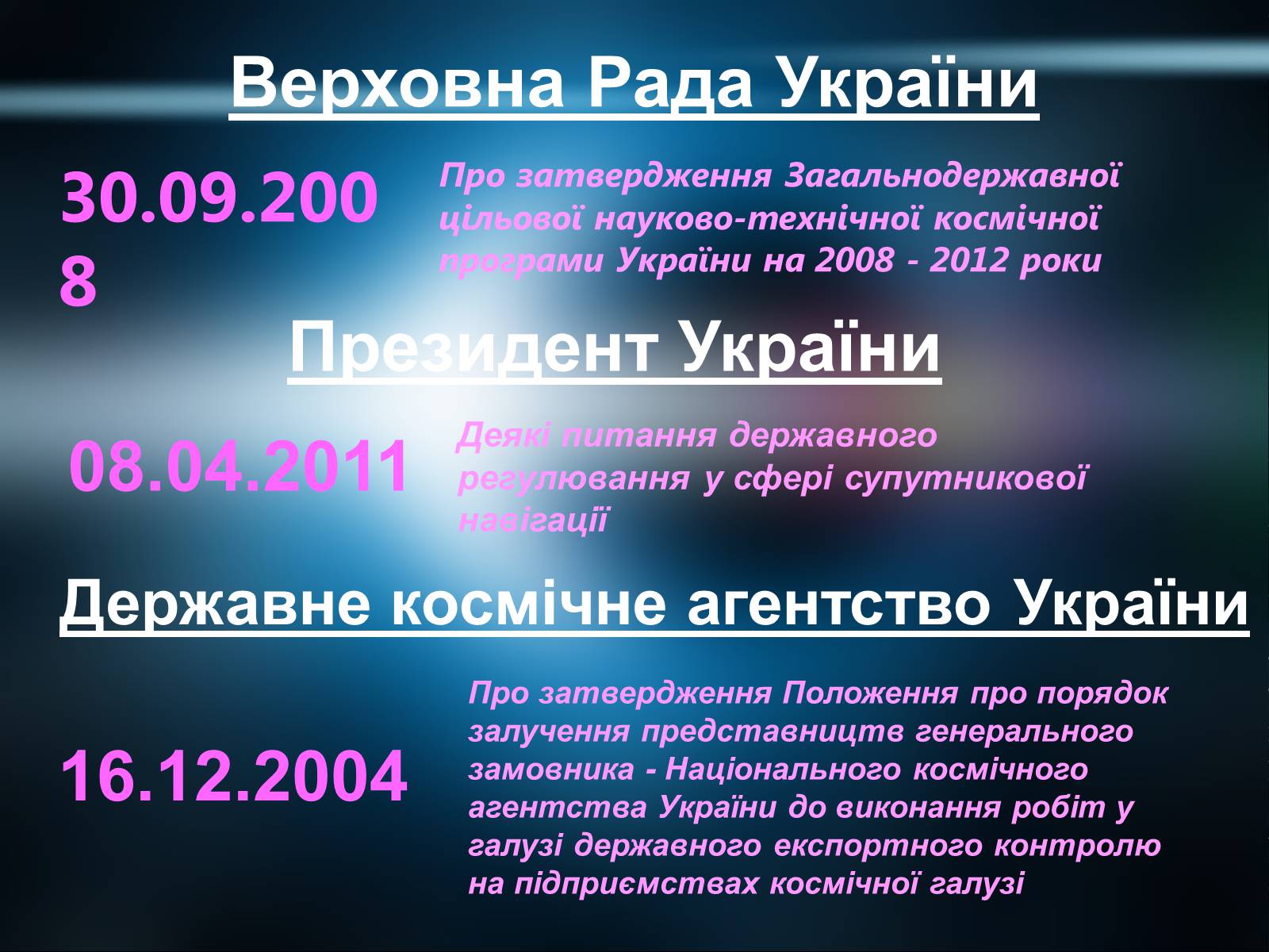 Презентація на тему «Державна космічна нормативна база» - Слайд #6