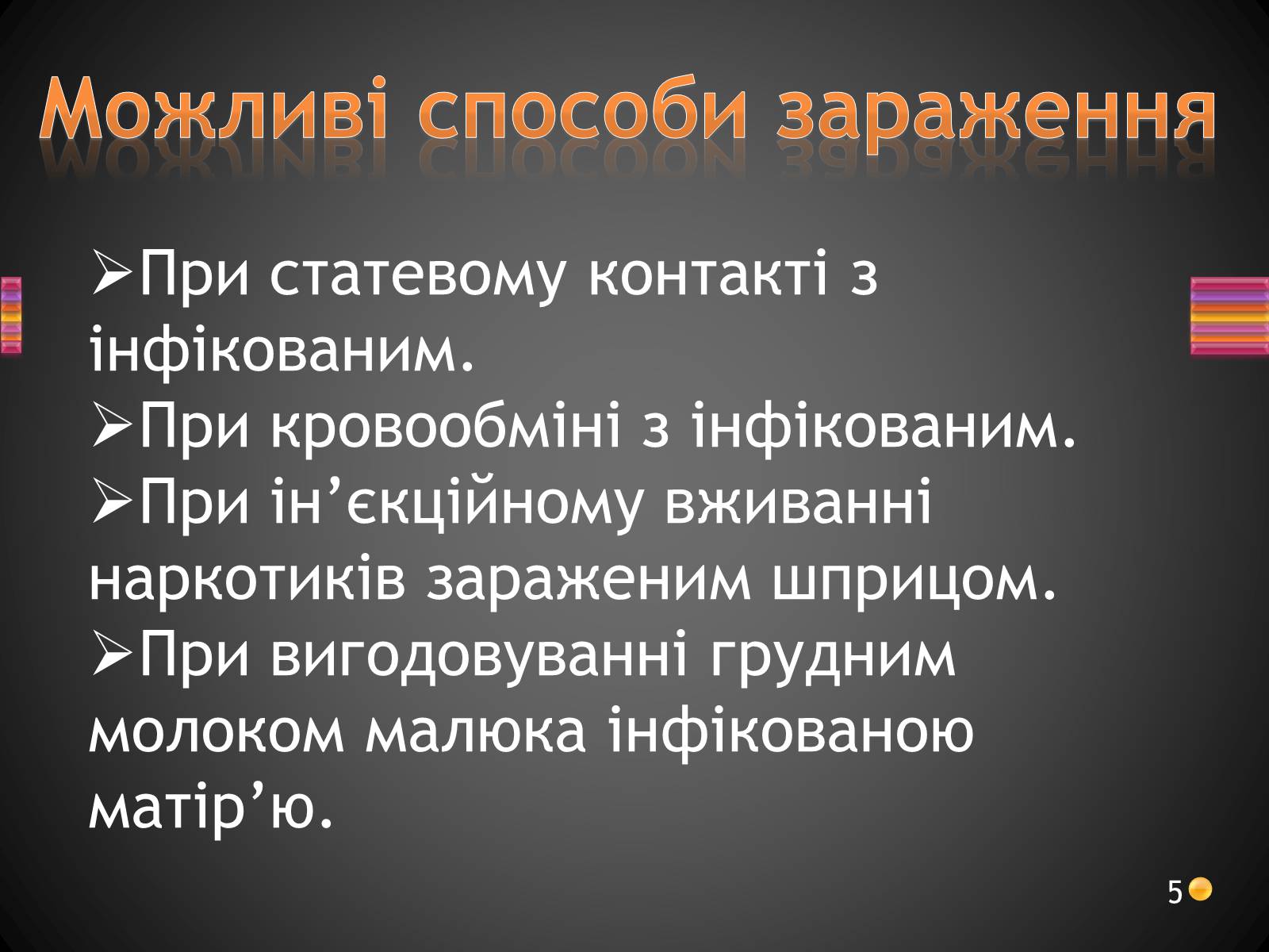 Презентація на тему «ВІЛ. СНІД. інфекції ІПСШ: шляхи передачі і методи захисту» (варіант 3) - Слайд #5