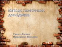 Презентація на тему «Методи генетичних досліджень» (варіант 2)