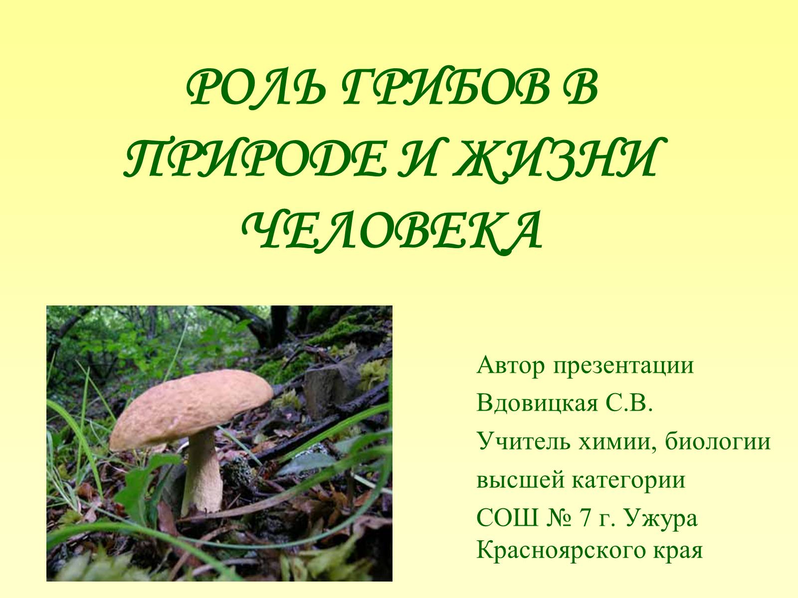 Презентація на тему «РОЛЬ ГРИБОВ В ПРИРОДЕ И ЖИЗНИ ЧЕЛОВЕКА» - Слайд #1