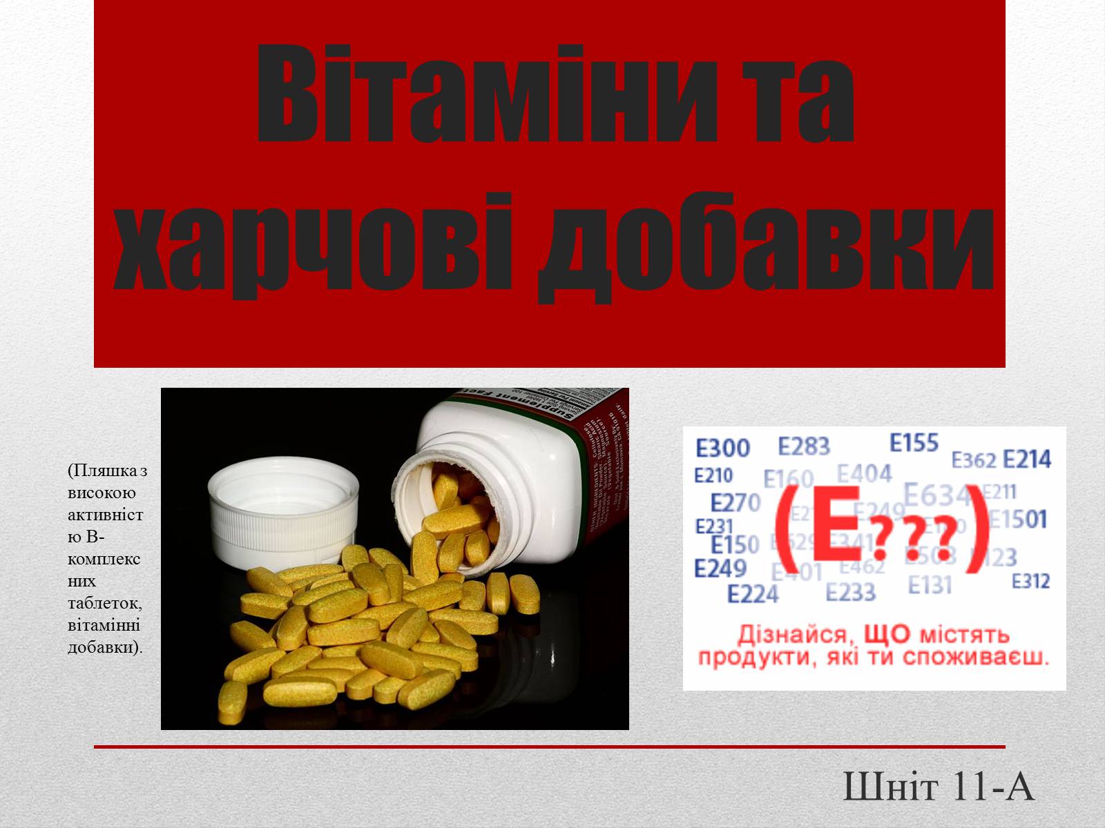 Презентація на тему «Вітаміни та харчові добавки» - Слайд #1