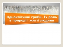 Презентація на тему «Одноклітинні гриби»