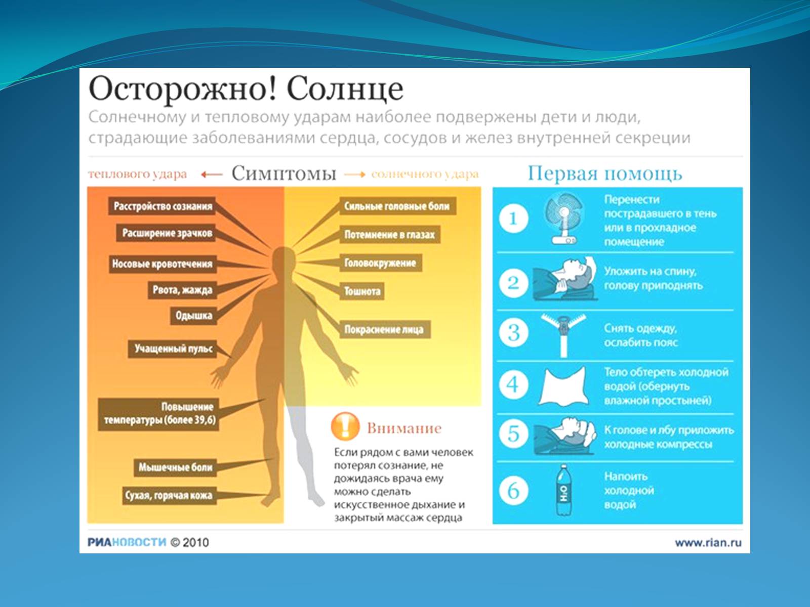 Презентація на тему «Первая помощь при тепловом и солнечном ударе» - Слайд #8