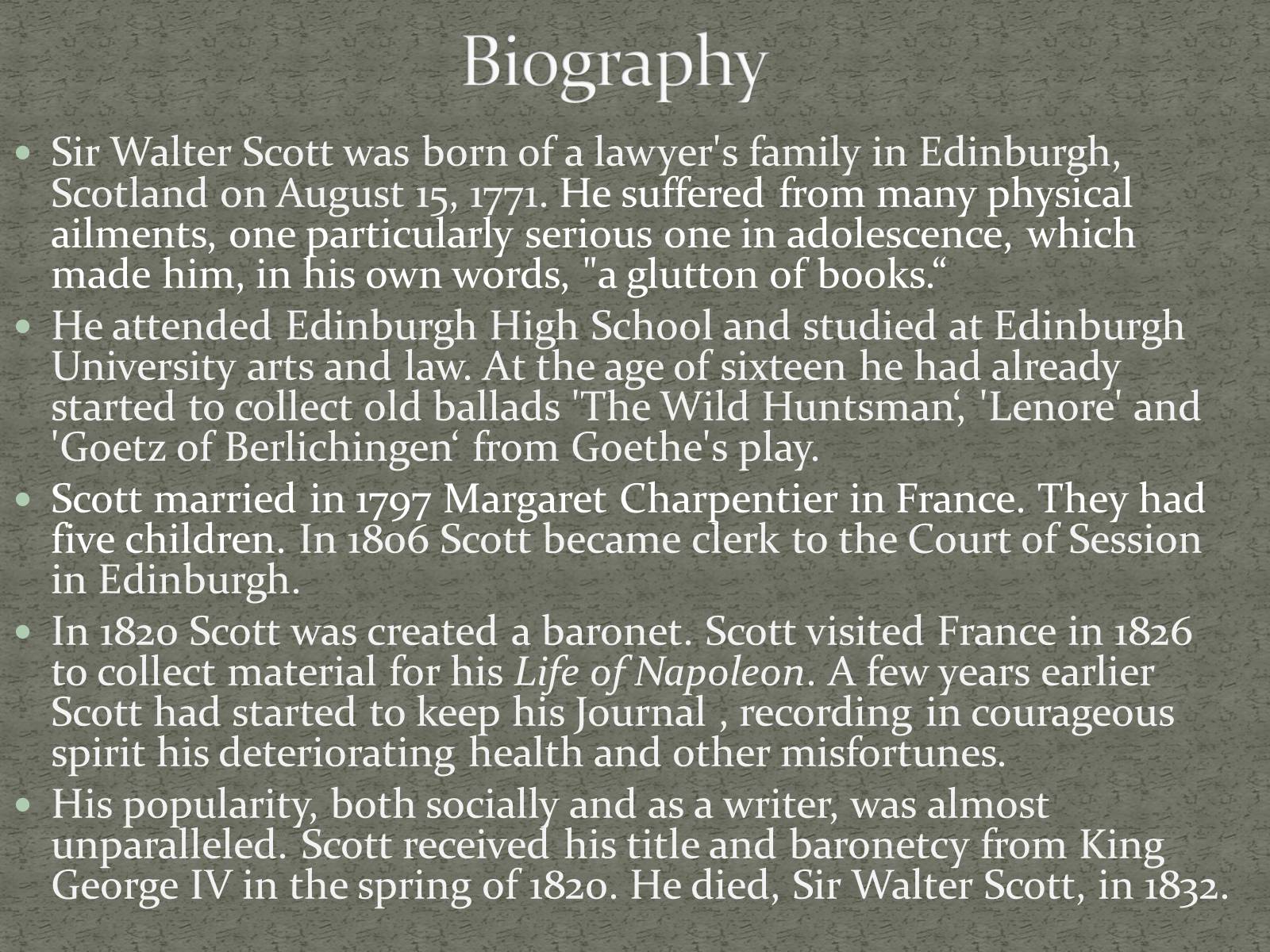 Презентація на тему «Sir Walter Scott» - Слайд #2