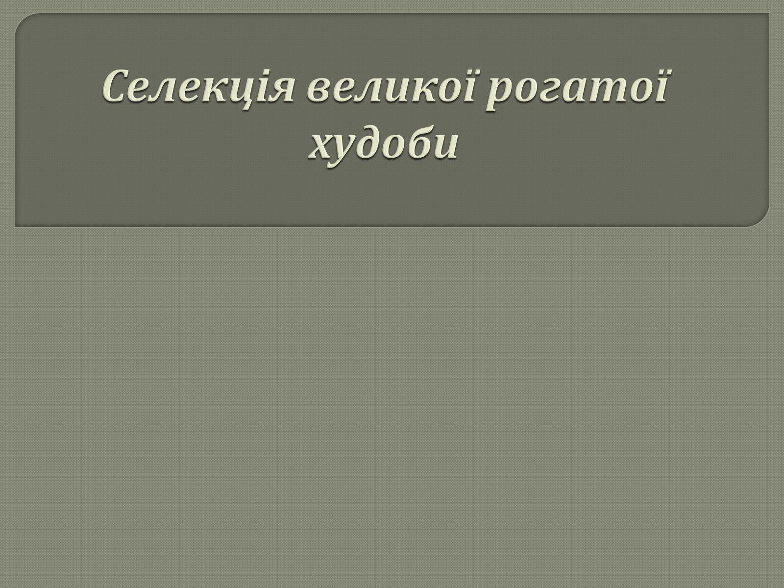 Презентація на тему «Селекція великої рогатої худоби» - Слайд #1