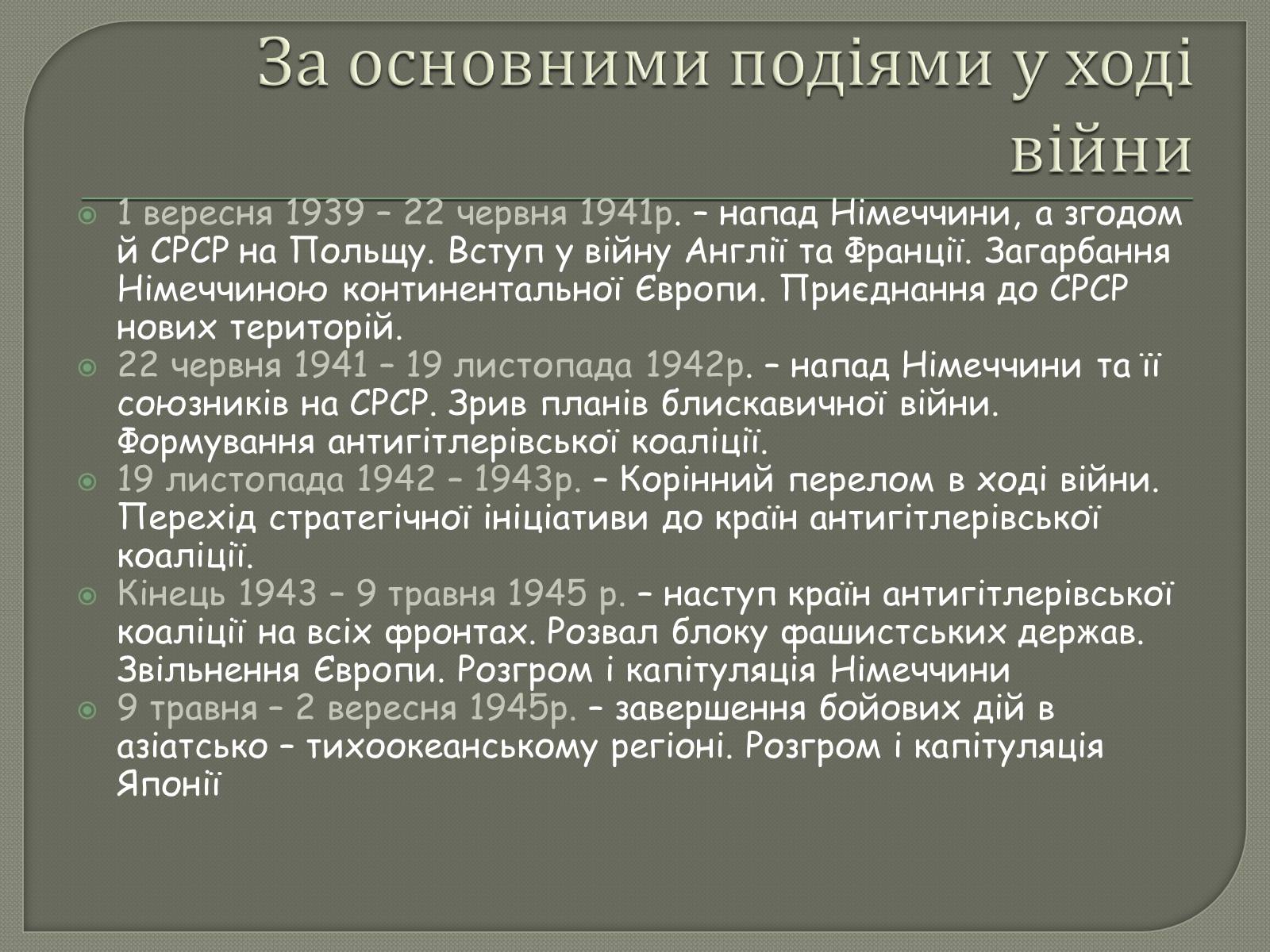 Презентація на тему «Періодизація Другої світової війни» - Слайд #7