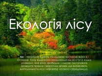 Презентація на тему «Екологія лісу»