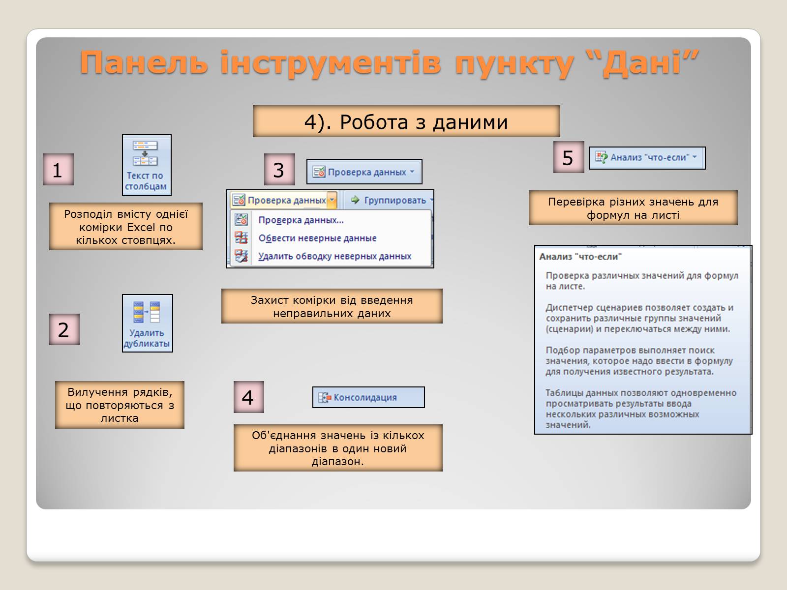 Презентація на тему «Табличний процесор Microsoft Excel 2007» - Слайд #25