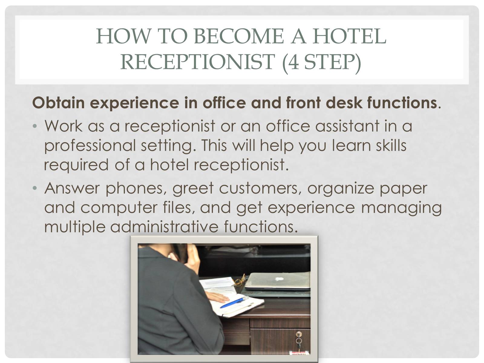 Презентація на тему «The hotel receptionist» - Слайд #13